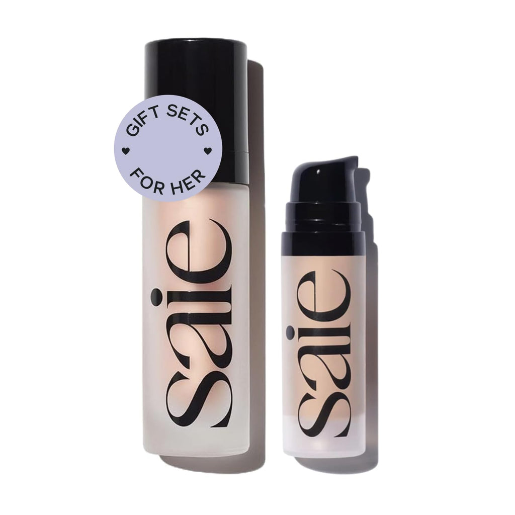Saie Glowy Super Gel Warmglow Duo - Lightweight Illuminator & Makeup Primer for Glowing Skin - Soft Warm Gold (1 oz & 0.5 oz) SaieBuy Supplements Australia