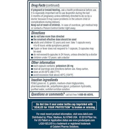 Advil Liqui-Gels Minis Pain Reliever and Fever Reducer, Pain Medicine for Adults with Ibuprofen 200mg for Pain Relief - 80 Liquid Filled Capsules AdvilBuy Supplements Australia