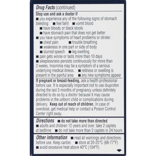Advil PM Pain Reliever and Nighttime Sleep Aid, Pain Medicine with Ibuprofen for Pain Relief and Diphenhydramine Citrate for a Sleep Aid - 40 Coated Caplets AdvilBuy Supplements Australia