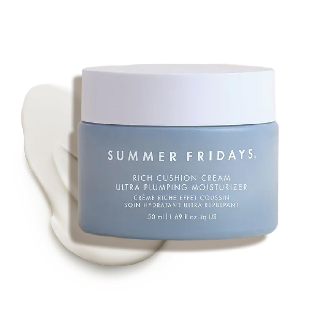 Summer Fridays Rich Cushion Face Cream - Ultra Plumping Barrier Repair Cream + Makeup Primer - Infuses Skin with Rich Hydration from Glycerin + Squalane - Non-Comedogenic + Fragrance-Free (1.69 Oz) Summer FridaysBuy Supplements Australia