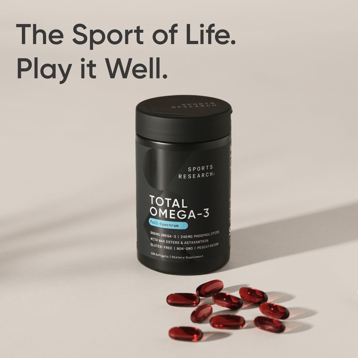 Sports Research® Total Omega-3 Fish Oil 2200mg - Made from Antarctic Krill w/Astaxanthin, Wild Sockeye Salmon & Alaska Pollock - 960mg of EPA & DHA - 120 Softgels Sports Research buy supplements Au