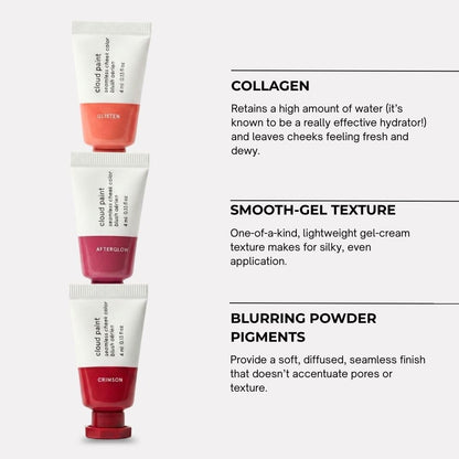 Glossier Mini Cloud Paint Blush Trio Holiday Gift Set: Crimson, Glisten & Afterglow GlossierBuy Supplements Australia