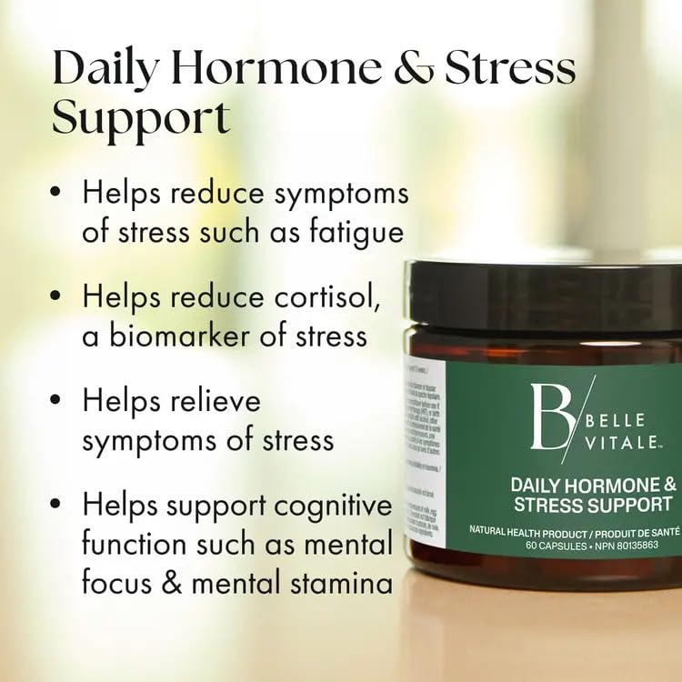 BODi Belle Vitale Daily Hormone & Stress Support - Ashwagandha & Rhodiola - Helps Combat Stress & Supports Healthy Cortisol Levels - Vitamin B12 Help Energy Metabolism & Immune Health - 60 Capsules BODiBuy Supplements Australia