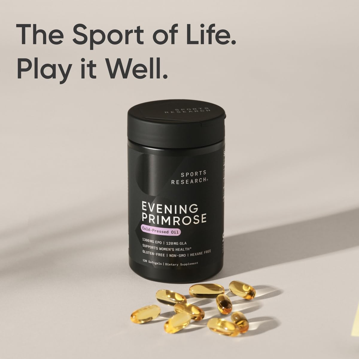 Sports Research Evening Primrose Supplement from Cold Pressed Oil - Softgels for Women’s Health & Skin Health - Gluten Free & Non-GMO GLA - High Potency 1300mg, 120 Count Sports Research buy supplements Au