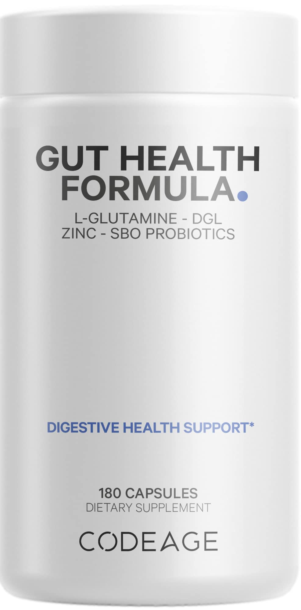 Codeage Gut Health Supplements Vegan Formula - L Glutamine, Zinc, Turkey Tail Mushroom Powder, Tonic Mushroom, Maitake, Micro Algae, Mineral, Licorice Root DGL - Probiotics, Prebiotics - 180 Capsules CodeageBuy Supplements Australia