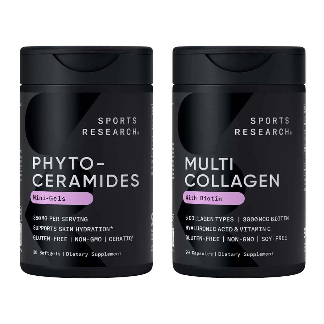 Sports Research® Supplements for Women Pack - Phytoceramides 350mg for Healthy Skin and Hydration + Biotin-Infused Collagen Peptides Complex Sports Research buy supplements Au