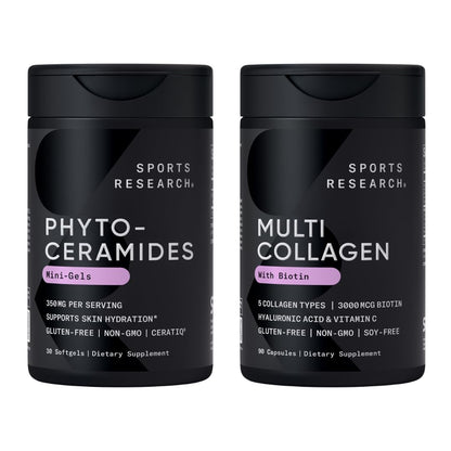 Sports Research® Supplements for Women Pack - Phytoceramides 350mg for Healthy Skin and Hydration + Biotin-Infused Collagen Peptides Complex Sports Research buy supplements Au