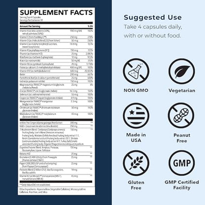 LifeSeasons Men's Multivitamin – High Potency with 21 Vitamins & Minerals, PureWay-C®, NAD+, Active B-Vitamins, TRAACS® Chelates, enXtra® for Energy, Probiotics & Mushrooms – 120 Veg Capsules LifeSeasons buy supplements Au