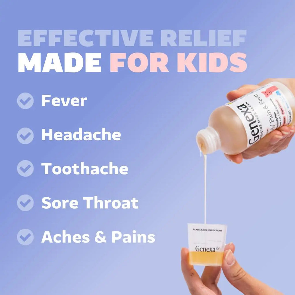 Genexa Kids & Adults Clean Acetaminophen Combo | Family Pain & Fever Bundle | Dye Free, 0% Artificial Additives | Vegan & Non-GMO | Medicine Made Clean | Ages 2-11, 12+ (2 Pack) GenexaBuy Supplements Australia
