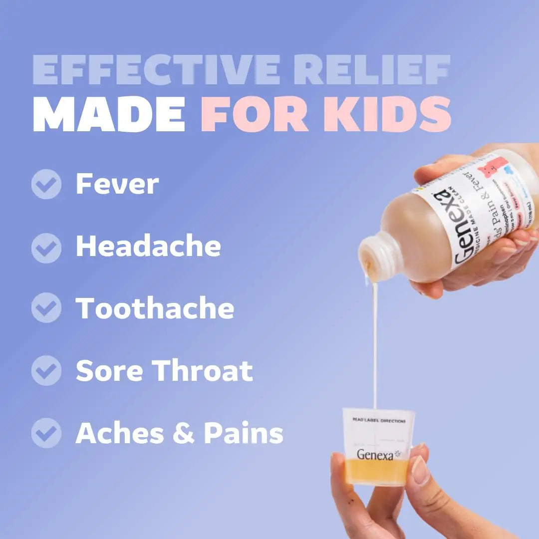 Genexa Kids & Adults Clean Acetaminophen Combo | Family Pain & Fever Bundle | Dye Free, 0% Artificial Additives | Vegan & Non-GMO | Medicine Made Clean | Ages 2-11, 12+ (2 Pack) GenexaBuy Supplements Australia