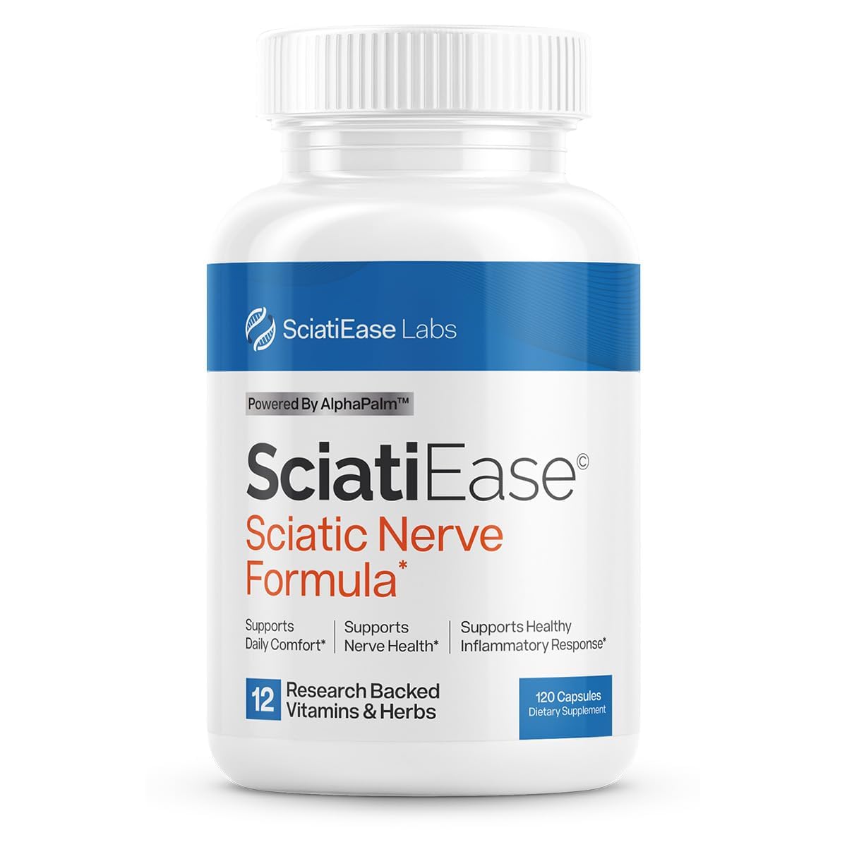 SciatiEase Sciatic Nerve Health Support Supplement - Nerve Support Formula with AlphaPalm, Pea, Vitamin B Complex, Alpha Lipoic Acid 300mg - 120 Capsules SciatiEaseBuy Supplements Australia