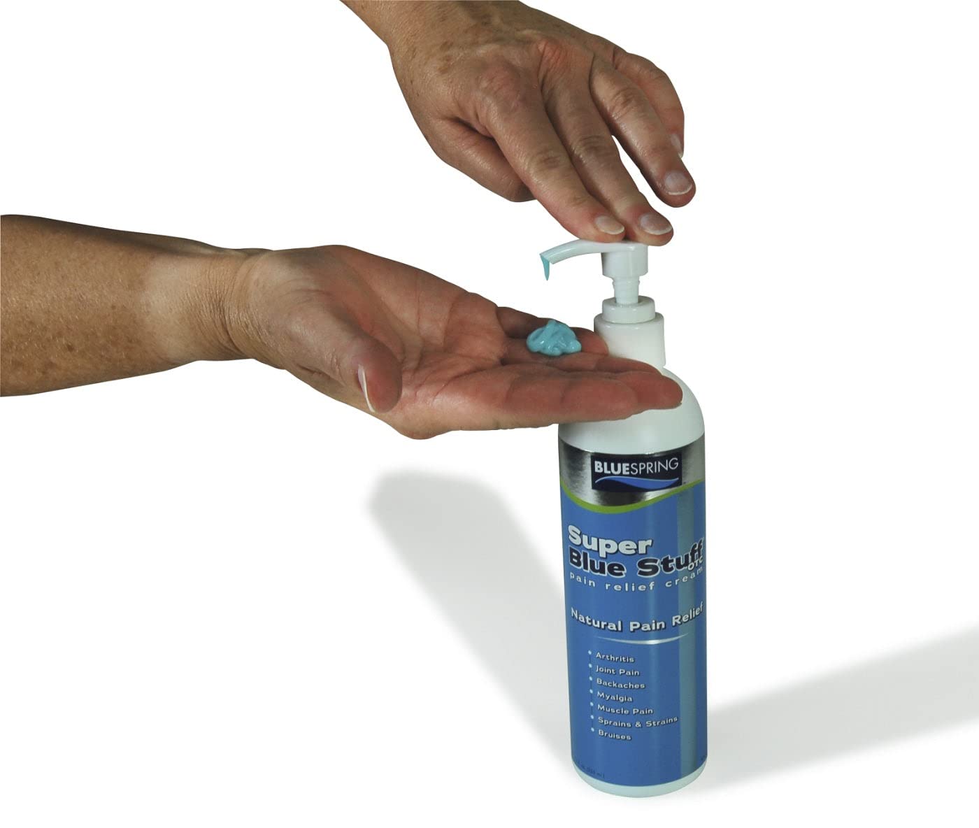 Super Blue Stuff OTC 12-oz. Pump Bottle - Natural, Made in USA, Paraben-free, Works in As Little As 5 Minutes for Joint/Muscle Pain, Backaches, Sprains/Strains, Bruises & Arthritis by Blue Spring Blue SpringBuy Supplements Australia