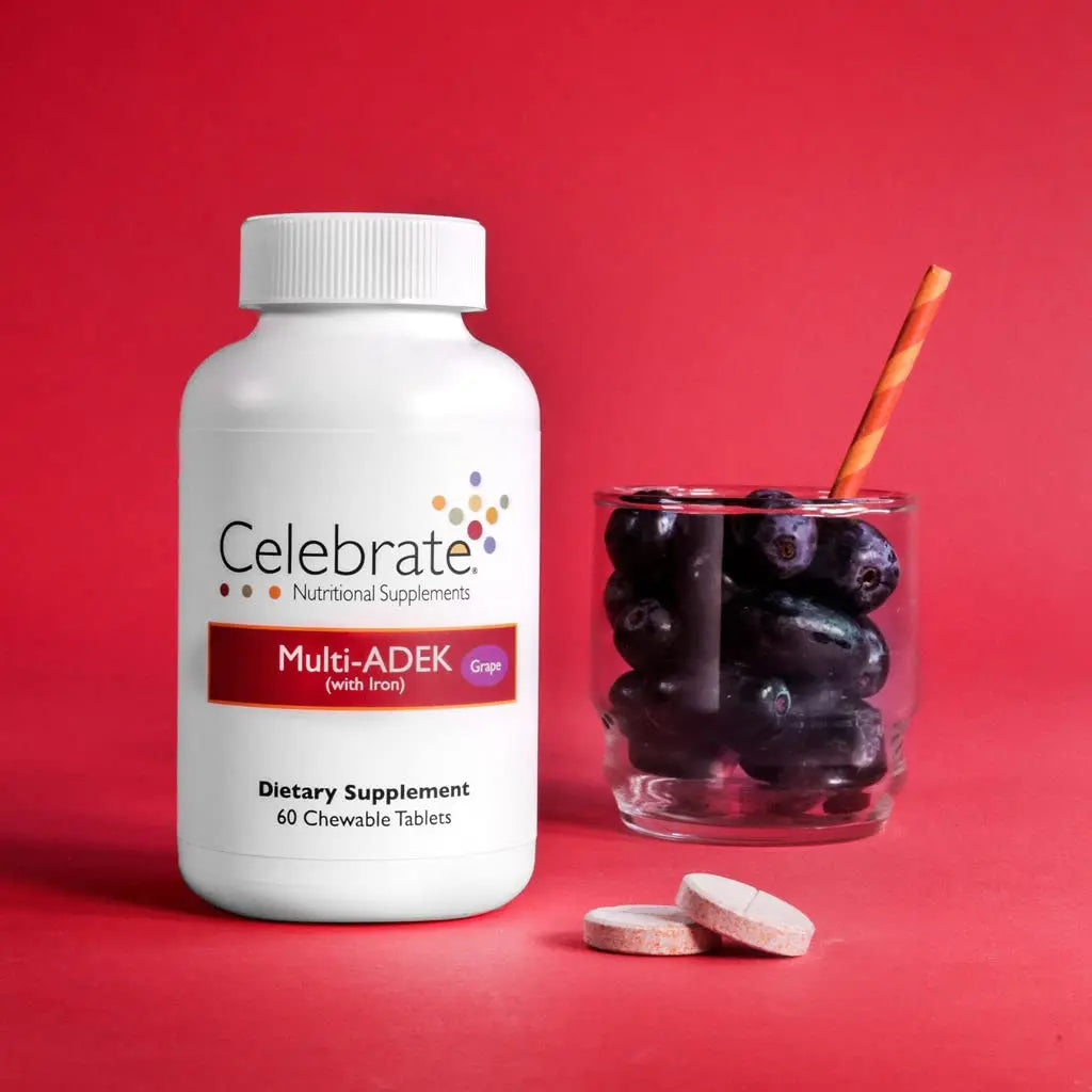 Celebrate Vitamins Multi ADEK Chewables, 60mg Iron - Daily Bariatric Multivitamin, Vitamins A, D, E, K & B12 for Duodenal Switch Surgery Patients Celebrate Bariatric Supplements