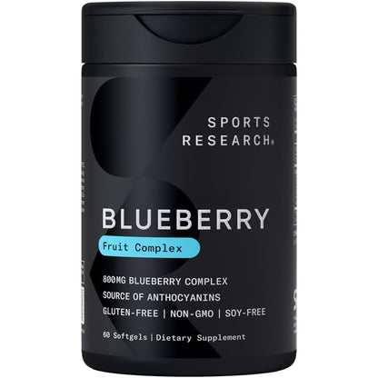 Sports Research Blueberry Capsules - Made from Organic Blueberries with Organic Extra Virgin Olive Oil - Non-GMO & Gluten Free - 60 Liquid Softgels Sports Research buy supplements Au