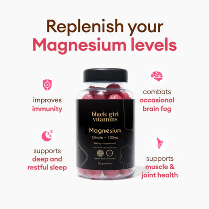 Black Girl Vitamins - Magnesium Gummies, for Sleep, Immunity, and Bone Support. Magnesium Citrate Supplement