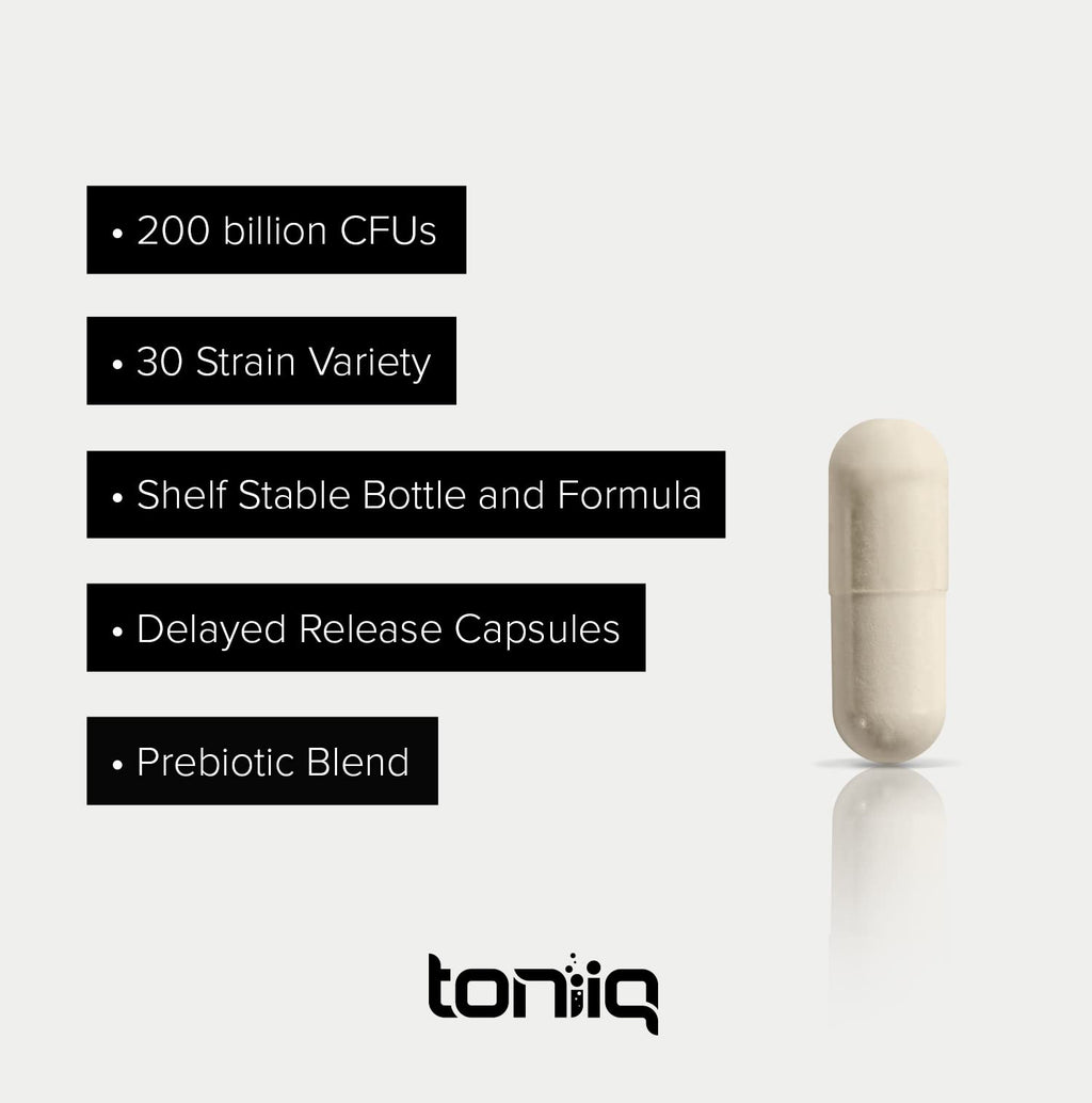Toniiq 200 Billion CFU Probiotic Supplement 30 Verified Third-Party Tested Strains - Fully Shelf-Stable Probiotics Formula