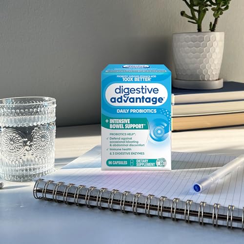 IBS Daily Probiotic Capsules for Digestive Health & Gut Health, Digestive Advantage Probiotics For Men and Women (96 count box) - Digestible Enzymes