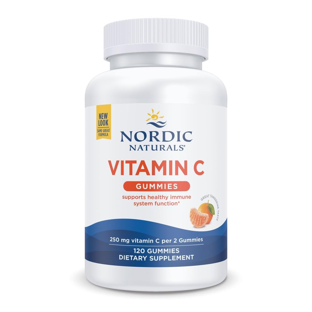Nordic Naturals Vitamin C Gummies, Tart Tangerine - 120 Gummies - 250 mg Vitamin C - Immune Support, Antioxidant Protection, Child Growth & Development - Non-GMO, Vegan - 60 Servings Nordic NaturalsBuy Supplements Australia