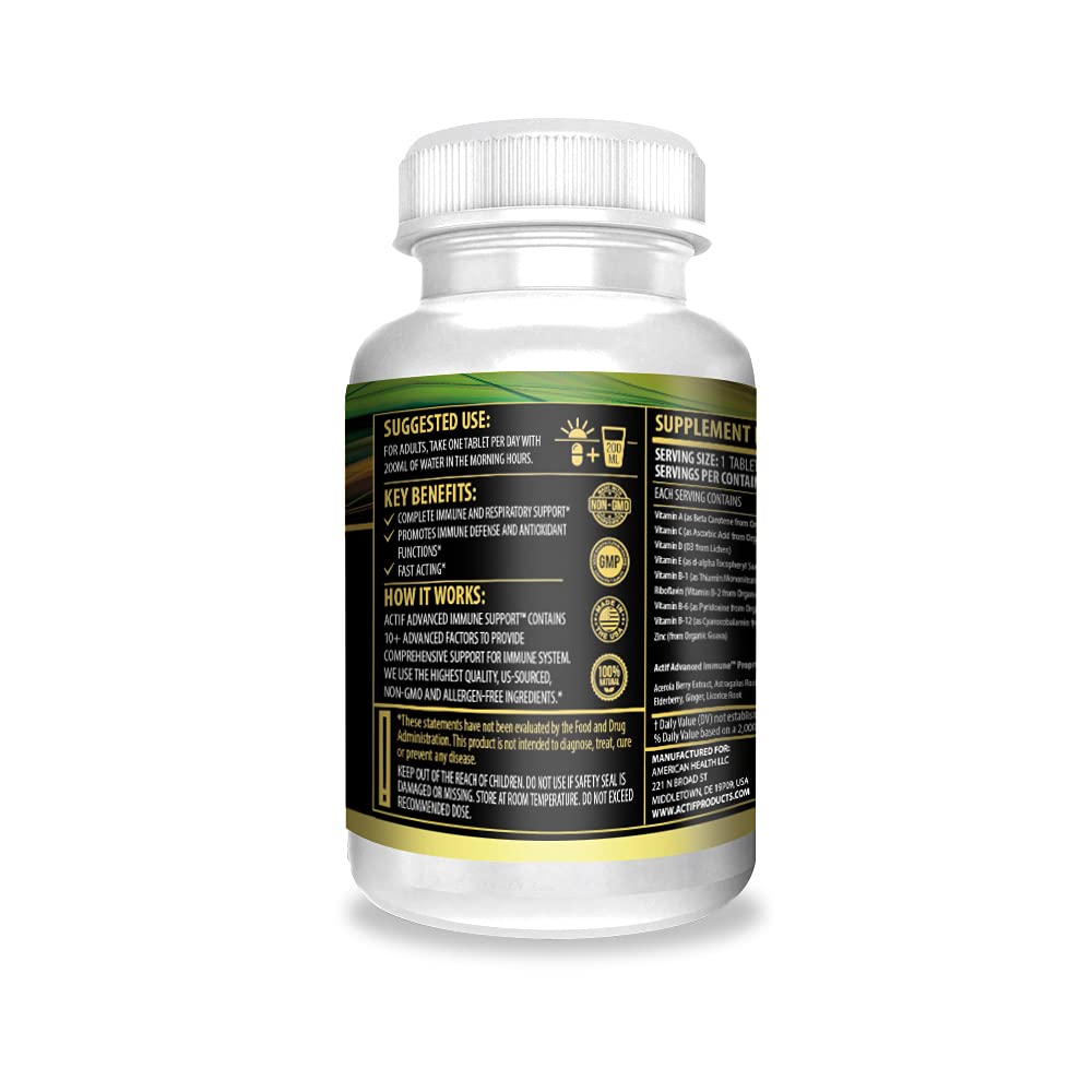 Actif Advanced Immune Support with 10+ Factors for Immunity Booster - 100% Natural, Non-GMO, 60 count ACTIF buy supplements Au