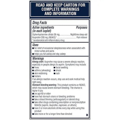 Advil PM Pain Reliever and Nighttime Sleep Aid, Pain Medicine with Ibuprofen for Pain Relief and Diphenhydramine Citrate for a Sleep Aid - 80 Coated Caplets AdvilBuy Supplements Australia