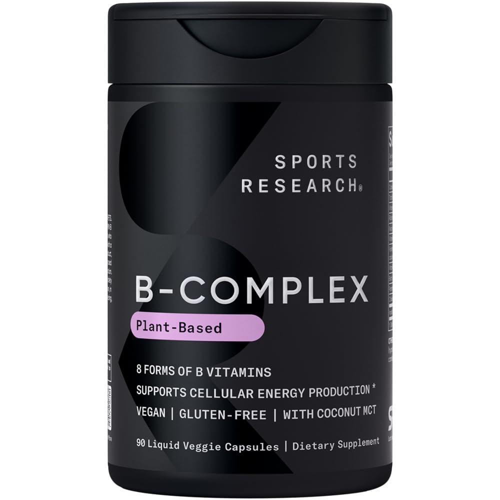 Sports Research Vitamin B-Complex - Full Spectrum of B Vitamins - 90 Liquid Veggie Capsules Sports Research buy supplements Au