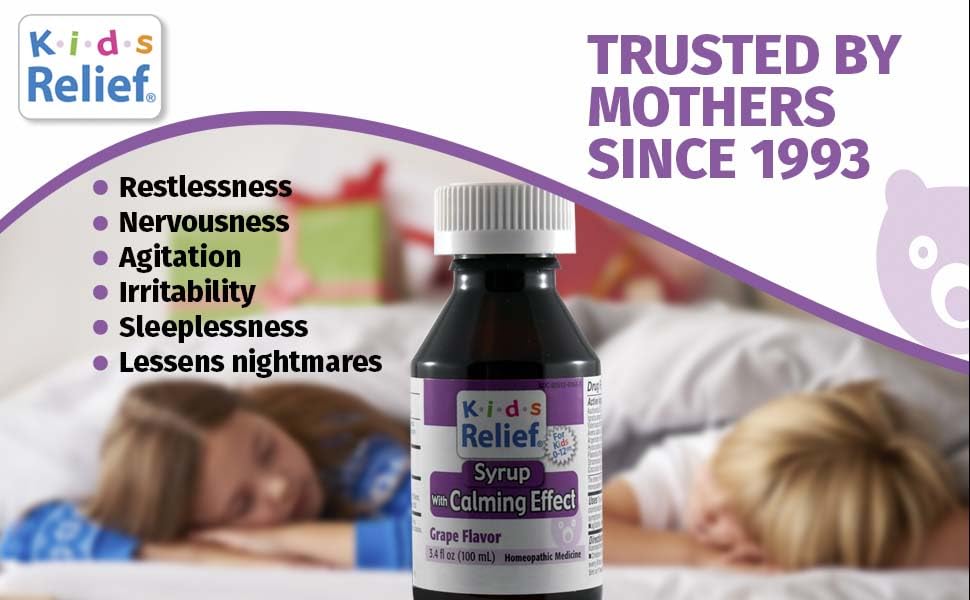 Kids Relief Syrup with Calming Effect, for Kids 0-12 Yrs, Grape Flavor, Gluten and Dye Free, No Added Sugar, 3.4 oz Kids ReliefBuy Supplements Australia