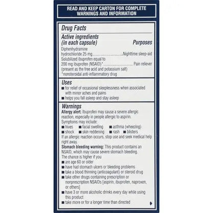 Advil PM Liqui-Gels Pain Reliever and Nighttime Sleep Aid, Pain Medicine with Ibuprofen for Pain Relief and Diphenhydramine HCL for a Sleep Aid - 40 Liquid Filled Capsules - Back to College AdvilBuy Supplements Australia