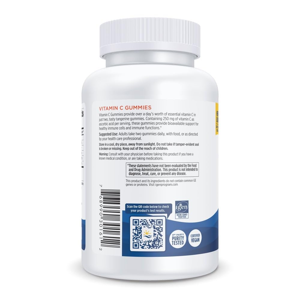 Nordic Naturals Vitamin C Gummies, Tart Tangerine - 120 Gummies - 250 mg Vitamin C - Immune Support, Antioxidant Protection, Child Growth & Development - Non-GMO, Vegan - 60 Servings Nordic NaturalsBuy Supplements Australia