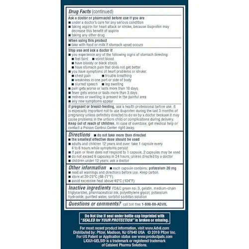 Advil Liqui-Gels Minis Pain Reliever and Fever Reducer, Pain Medicine for Adults with Ibuprofen 200mg for Pain Relief - 160 Liquid Filled Capsules AdvilBuy Supplements Australia