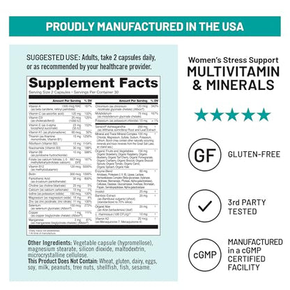NatureWise Multivitamin for Women + Stress Support with Organic Whole Foods & Natural Minerals - B-Complex + Vitamin C + D3 K2 for Immunity, Hair, Skin & Nails - Non-GMO - 60 Capsules[30-Day Supply] NatureWise buy supplements Au
