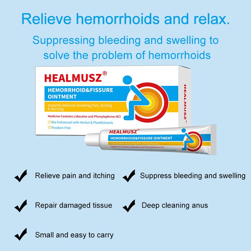 HEALMUSZ Hemorrhoid Fissure Ointment 1.5oz,Fast Relief for Pain, Swelling, Discomfort & Itching,Formulated with 4% Lidocaine and Phenylephrine HCI HEALMUSZBuy Supplements Australia