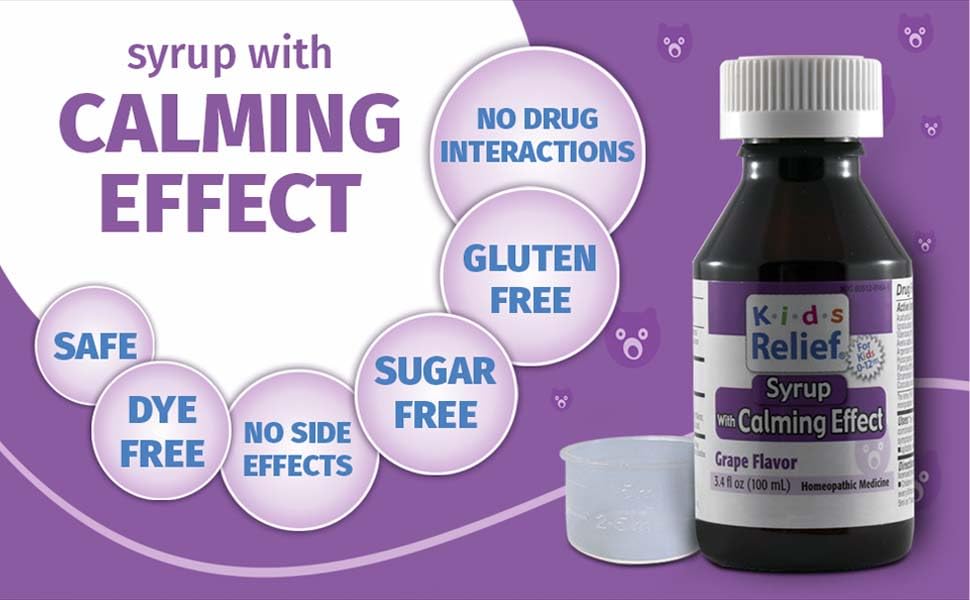 Kids Relief Syrup with Calming Effect, for Kids 0-12 Yrs, Grape Flavor, Gluten and Dye Free, No Added Sugar, 3.4 oz Kids ReliefBuy Supplements Australia