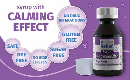 Kids Relief Syrup with Calming Effect, for Kids 0-12 Yrs, Grape Flavor, Gluten and Dye Free, No Added Sugar, 3.4 oz Kids ReliefBuy Supplements Australia