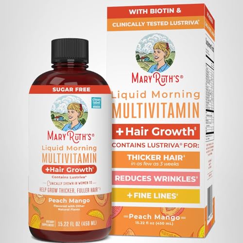 MARYRUTH'S Liquid Multivitamin+Hair Growth | Biotin 10000mcg | Lustriva Hair Growth Supplement | Clinically Tested in Women for Thicker Hair&Facial Wrinkle