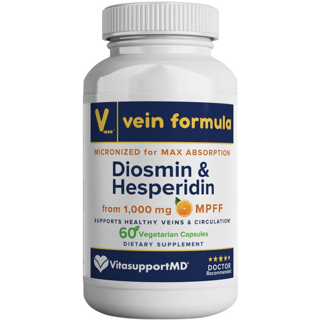 Vein Formula Diosmin Hesperidin 1000mg, Micronized Bioflavonoids Blend for Blood Circulation, Vein Support MPFF Supplement for Circulation in legs and feet, and Healthy Blood Flow Support, 60 Capsules VITASUPPORTMDBuy Supplements Australia