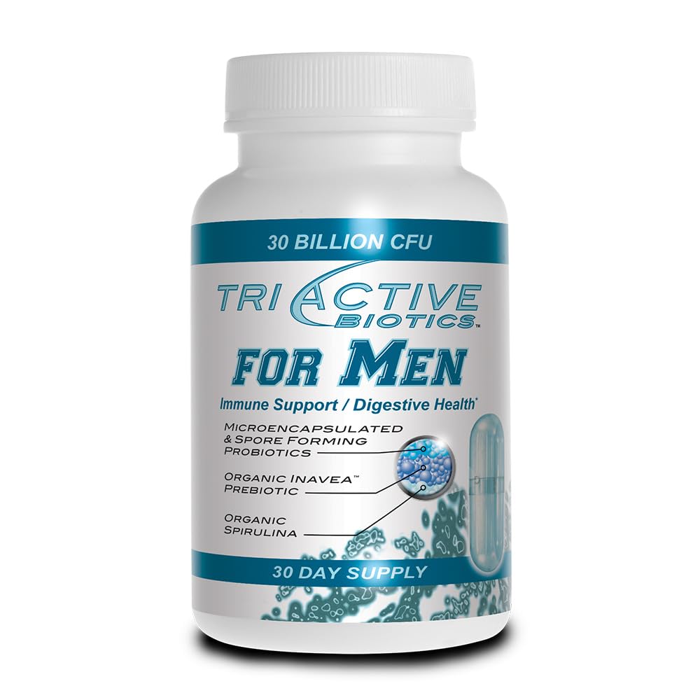 TriActive Biotics supplement bottle for men on a white background