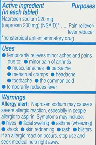 Aleve Tablets with Naproxen Sodium, 220mg (NSAID) Pain Reliever/Fever Reducer, 24 Count, Blue AleveBuy Supplements Australia
