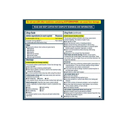 Advil Dual Action Coated Caplets, 125 Mg Ibuprofen and 250 Mg Acetaminophen per Dose (2 Dose Equivalent) for 8 Hour Pain Relief - 216 Count AdvilBuy Supplements Australia