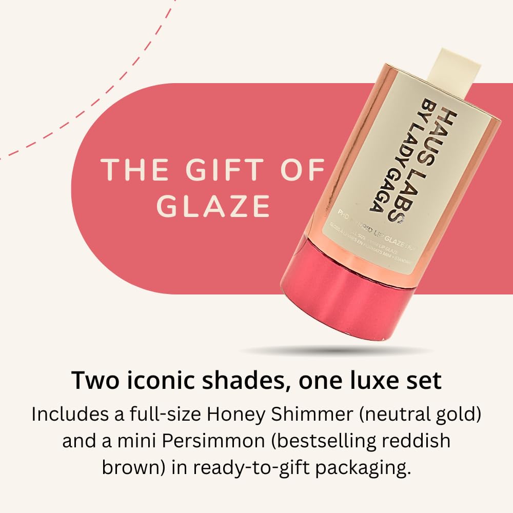 Haus Labs PHD Hybrid Innovation Plumping Lip Glaze Duo - Honey Shimmer Full Size & Persimmon Mini Haus LaboratoriesBuy Supplements Australia