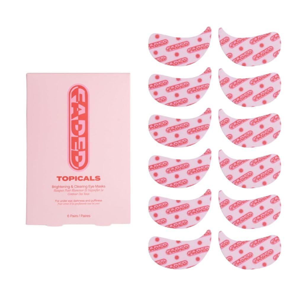 Topicals Faded Brightening Under Eye Masks | Patches to Depuff, Hydrate, Brighten and Cool | Reduce Dark Circles and Fine Lines | Contains Kojic Acid, Caffeine and Niacinamide (Set of 6) TopicalsBuy Supplements Australia