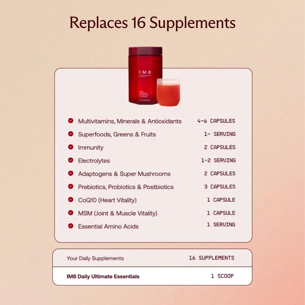 IM8 Daily Ultimate Essentials All-in-One Multivitamin Supplement (30 Servings, Starter Kit - Scoop + Tumbler Included) IM8