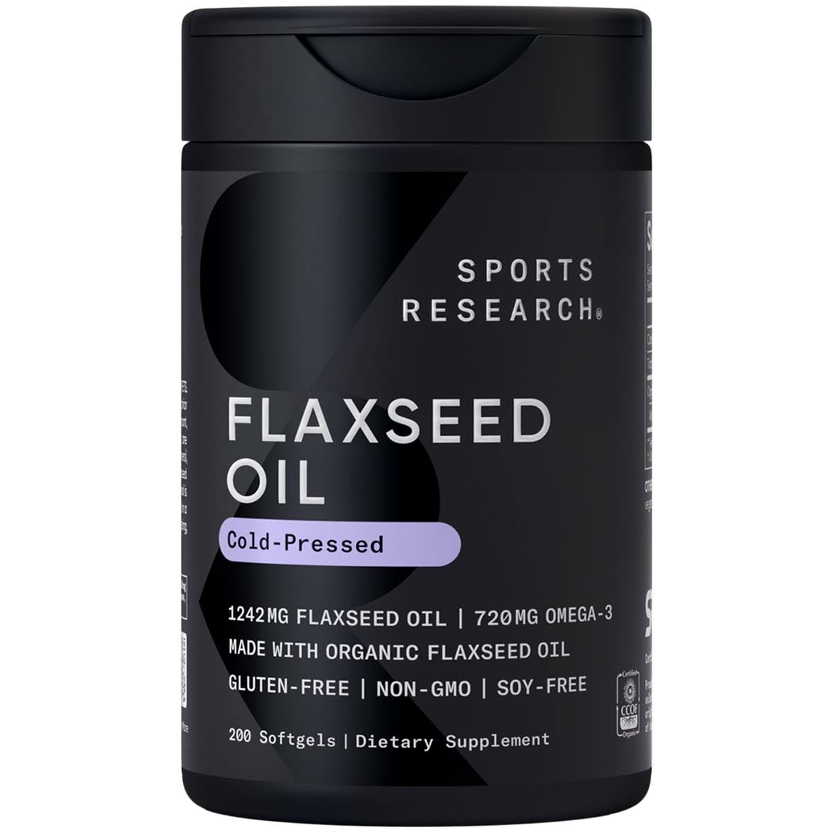 Sports Research Organic Flaxseed Oil Softgels 1242mg - Plant Based Omega 3 Supplement with 720mg ALA for Women & Men - Non-GMO, Soy & Gluten Free (200 Count) Sports Research buy supplements Au