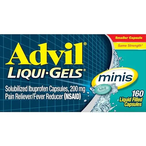 Advil Liqui-Gels Minis Pain Reliever and Fever Reducer, Pain Medicine for Adults with Ibuprofen 200mg for Pain Relief - 160 Liquid Filled Capsules AdvilBuy Supplements Australia