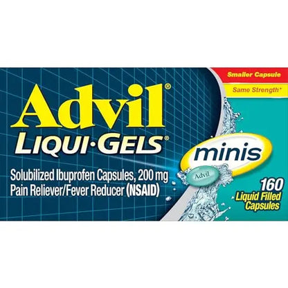 Advil Liqui-Gels Minis Pain Reliever and Fever Reducer, Pain Medicine for Adults with Ibuprofen 200mg for Pain Relief - 160 Liquid Filled Capsules AdvilBuy Supplements Australia
