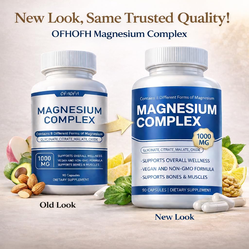 Magnesium Complex Supplement 8 Elemental - Magnesium Glycinate, Citrate, Malate, Oxide | Easy Absorption for Bones, Muscle, Energy, Vegan, Non-GMO 90 Capsules (1pc) OFHOFH buy supplements Au