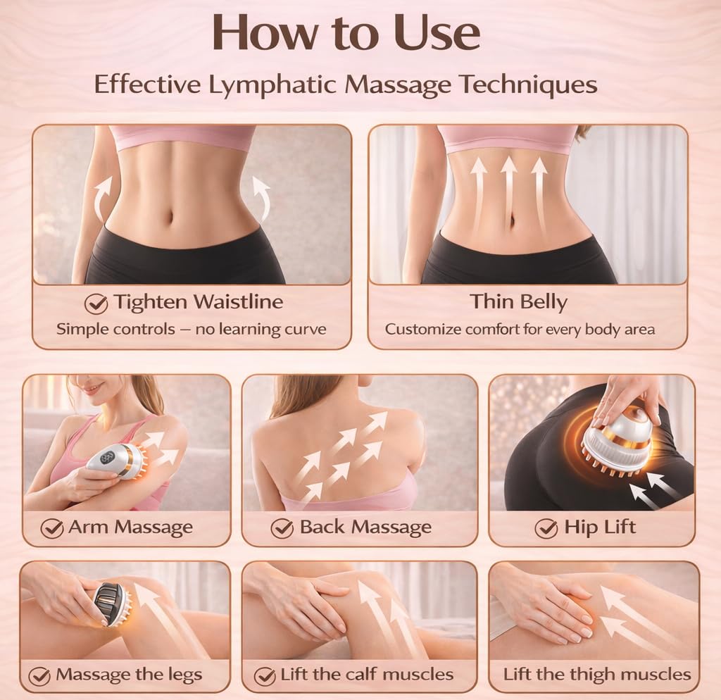 Lymphatic Drainage Massager for At-Home Body Care, Sculpting Massage Tool for Legs, Arms, Belly & Back, Helps Reduce Stretch Marks & Cellulite, Smooth Skin & Relax Muscles with Heat, Vibration & Light Nexa Haven buy supplements Au