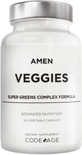 Amen Veggies, Daily Veggies Vitamins Supplement, Vegetables Vegan Blend & Whole-Food Raw Greens Multivitamin Capsules, Mushroom Complex, Superfood, Minerals, Green Vegetable Nutrients, Non-GMO, 90 ct AmenBuy Supplements Australia