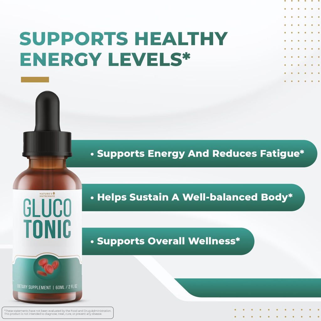 Nature’s NutriWave GlucoTonic – Liquid Formula with Chromium & Herbal Extracts – Natural Flavor – Non-GMO – 60ml, 2FL OZ, 60 Servings, 1 Month Supply Nature’s NutriWave buy supplements Au