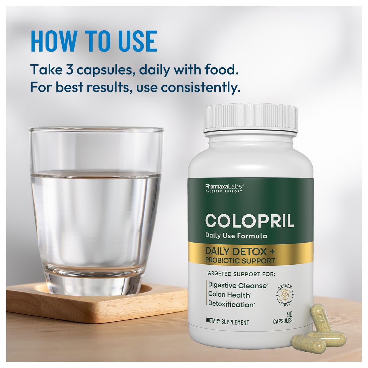 Colopril Colon Cleanse Dietary Supplement - Supports Cleansing of Bowels & Digestive Tract - Eases Constipation - Ginger Root, Lactobacillus, Psyllium Husk & Magnesium Oxide - 90 Capsules (Pack of 1) Colopril buy supplements Au