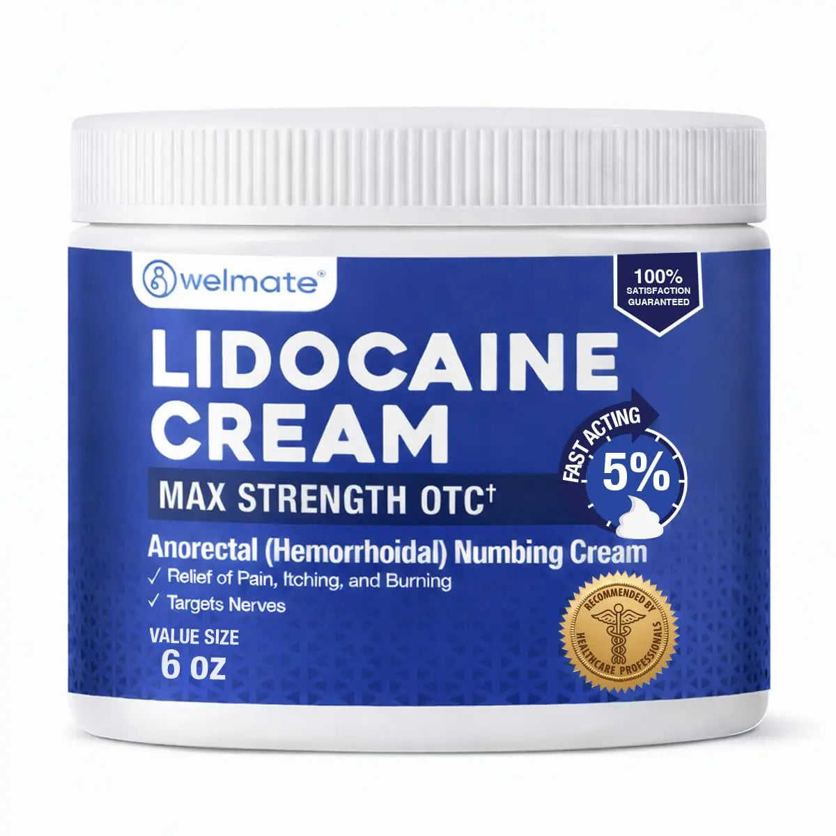 WELMATE 5% Lidocaine Cream for Hemorrhoids, 6 oz Jar – Fast-Acting Lidocaine Numbing Cream & Topical Analgesic Cream for Anorectal Itch Relief WELMATEBuy Supplements Australia